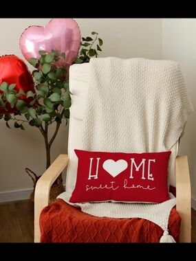 Home Sweet Home Red Decorative Pillowcase